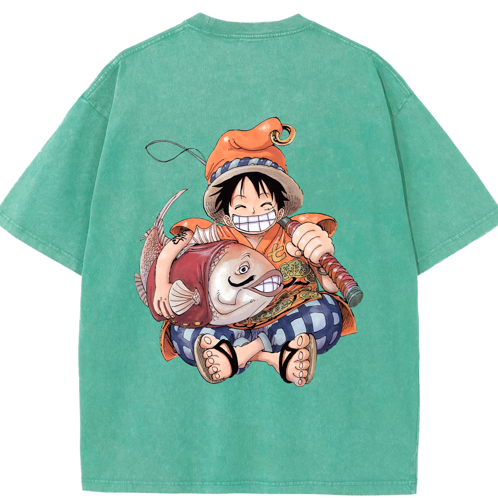 ワンピース モンキー・D・ルフィ ONE PIECE Monkey D. Luffy 綿100% ヴィンテージ風 半袖Tシャツ（背面プリント）